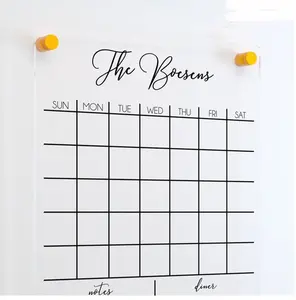 Wholesale Custom Clear Acrylic Dry Erase Board Printing Calendar Menu Message Signs Reusable Frameless Wall Mounted Planner