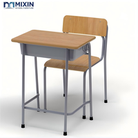 Bureau et chaise d'école en bois, simple, avec structure métallique, mobilier scolaire, bureaux d'école avec rangement et mobilier de classe pour enfants