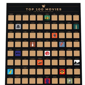 Affiche à gratter Top 100 Films, autocollant mural réutilisable DIY pour décoration intérieure, design minimaliste en papier rectangulaire - Product Image 2