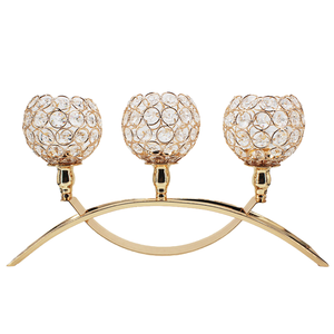 Candelabro de Hierro Moderno Hecho a Mano con 3 Brazos en Forma de Arco de Cristal, Elegante Decoración para el Hogar - Product Image 2