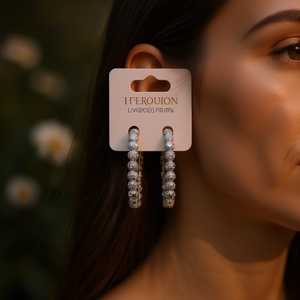 IFEROUION Orecchini a Cerchio Placcati Argento con Cristalli Taglio Brillante Rotondo, Gioielli Classici da Donna per Feste - Product Image 2