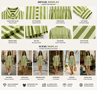 Robe chemise rayée pour femme, manches longues, boutonnée sur le devant, verte, à volants étagés, décontractée, printemps-été, mini-robe, mignonne, pour soirée