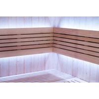 Sauna intérieur carré en bois de pruche personnalisé pour 3-4 personnes, avec bande lumineuse LED, panneau de commande électrique, vapeur humide pour la relaxation