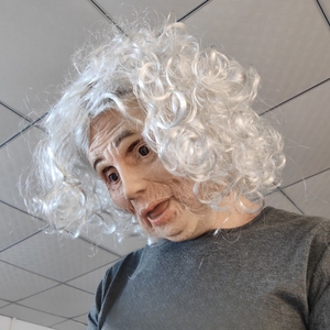 Masque intégral en latex réaliste de femme âgée plissée avec cheveux blancs/marron désordonnés - Costume tendance pour <span class=keywords><strong>Halloween</strong></span>, fête costumée, cosplay 18+ - Product Image 5