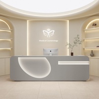 Comptoir de réception minimaliste moderne style Wabi-Sabi avec rangement pour salons de beauté, magasins de vêtements, petites boutiques - MDF