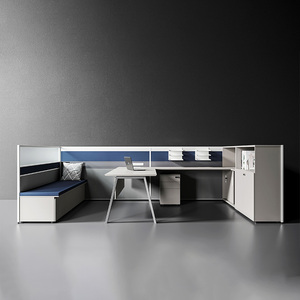 Bàn làm việc văn phòng chuyển đổi hiện đại với các tấm phân vùng kính cho bố trí văn phòng mở escritorios de oficina - Product Image 2