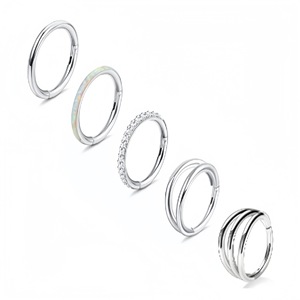 Anneau de nez en acier inoxydable, cercle géométrique avec zircon incrusté, serti pavé, bijou de piercing pour usage quotidien - Product Image 1