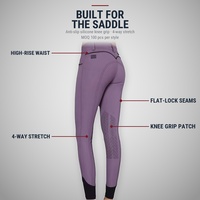 Culotte d'équitation OEM personnalisée avec patch au genou, taille haute et revers contrastant à la cheville pour l'entraînement équestre