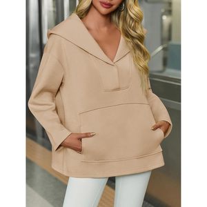 Custom Women's Oversized Hoodie Fleece V Neck <b>Long</b> <b>Sleeve</b> Loose Pullover Sweatshirt Fall Winter Casual <b>Top</b> - Product Image 5