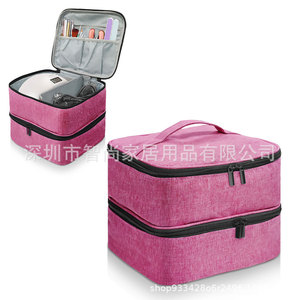 Cosmetic Organizer Bag 25x20x19cm Zipper Closure Portable <b>Makeup</b> Storage <b>Case</b> With Soft Handle - Product Image 2