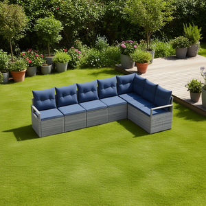 Ensemble de canapés de jardin en polyrotin gris moderne, 8 places, meubles d'extérieur résistants aux intempéries, design contemporain - Product Image 2