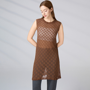 Custom Design OEM Tank <b>Top</b> Summer Fashion Crew Neck Knitwear Dresses Casual <b>Long</b> Knitted Sweater <b>Vest</b> for Women - Product Image 4
