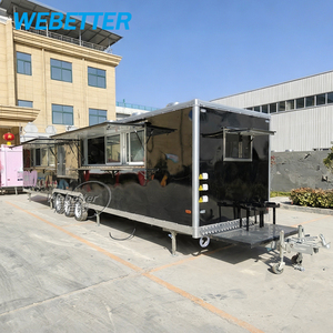 Fourgonnette de restauration WEBETTER en acier inoxydable, four à pizza mobile, <span class=keywords><strong>barbecue</strong></span>, remorque alimentaire vintage avec équipement de cuisine complet, norme européenne. - Product Image 1