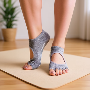 Chaussettes de yoga, lot de 3 paires, à bout ouvert, antidérapantes, 5 doigts, invisibles, en tricot, spandex, polyester, chaussettes de sport d'été pour adultes - Product Image 2