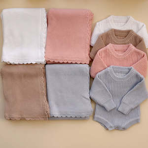 بطانية قطنية للأطفال بطانيات محيكة 80x x x مكتنزة مختلفة الألوان كروشيه أنيق لحديثي الولادة يتلقي حضانة - Product Image 2