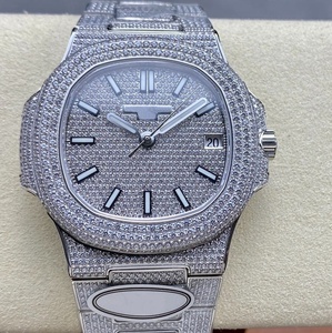 OEM ODM Luxury Full Diamond Men's Stainless Steel Band Automatic Pointer Watch Waterproof <b>Calendar</b> Oval Mechanical Watch - Product Image 1