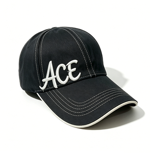 Unisex ACE Embroidered <b>Baseball</b> <b>Cap</b> <b>Black</b> Adjustable <b>Baseball</b> Hat White Stitching Casual Sporty <b>Cap</b> Daily Travel Outdoor - Product Image 2