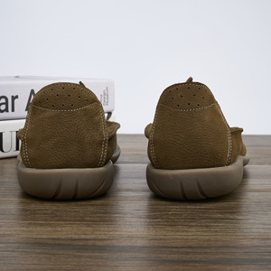 Mocassins d'été pour hommes en cuir respirant, à bout rond, à enfiler, légers et confortables, avec semelle intermédiaire en EVA et semelle extérieure en caoutchouc - Product Image 2