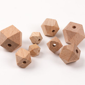 Cuentas octogonales de madera de haya de 10-30 mm con un solo orificio, forma romboidal para la fabricación de joyas, color madera natural - Product Image 2