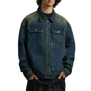 Veste Courte Vintage Personnalisée en Gros pour Hommes – Coton Lavé de Haute Qualité – Col Rabattu – Veste en Jean Bleue pour Hommes - Product Image 1
