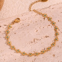 Collier ras du cou Dreamshow en acier inoxydable plaqué or 18 carats avec chaîne florale en émail délicat, accessoires de bijouterie