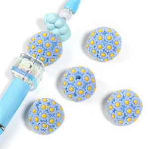 Cuentas de flores acrílicas de 18mm, florete de resina de colores, cuentas redondas con agujero pasante, accesorios de bricolaje, bolígrafo con cuentas - Product Image 1
