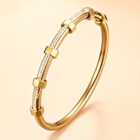 Bracelet jonc baguette en acier inoxydable plaqué or Resoul pour femme, luxueux, avec pierres en cristal, idéal pour les soirées
