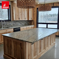 Allandgroup - Accessoires de placard sur mesure, meubles en bois, armoires de cuisine en hickory avec comptoir en granit