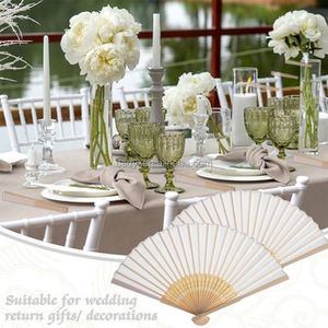 พัดมือพับได้ทำจากผ้าไหมเทียมสีขาว ลายไม้ไผ่ ของชำร่วยงานแต่งงาน ของขวัญงานเลี้ยงฉลองเด็กแรกเกิด พร้อมถุงของขวัญ - Product Image 5