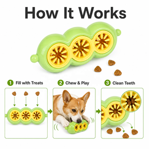 Jouet à mâcher pour chien en forme de coquille de pois, jouet distributeur de friandises, jouet de puzzle, nettoyage dentaire, jouet de dentition en silicone TPR pour chiens de petite à grande taille - Product Image 4