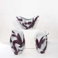 Vase à fleurs en céramique multicolore abstrait moderne, fait main, surface texturée, centre de table, décoration intérieure