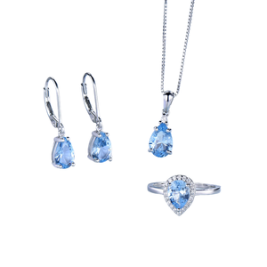 Conjunto de joyería de boda para novia al por mayor, Diamante de agua de circón cortado con hielo en forma de gota para fiestas y regalos para mujeres - Product Image 2