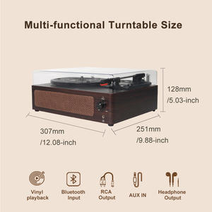 En stock, lecteur de disques vinyles portable vintage en bois avec haut-parleur intégré, type-C BT5.0+, lecteur de disques vinyles Hi-Fi LP pour les cadeaux de festival de Noël - Product Image 5