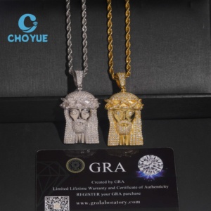 <b>Top</b> Quality 925 Sterling Silver Small Jesus Head Pendants Collection Hip Hop Iced Out Jewelry Unisex GRA Certificate - Product Image 4