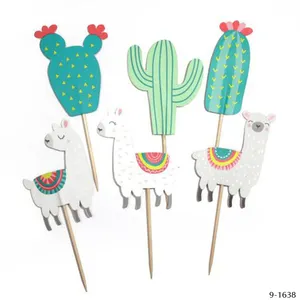 6Pcs Llama Kaktus Bentuk Birthday Cake Topper Llama Perlengkapan Pesta Dekorasi Pesta Ulang Tahun