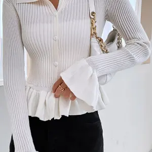 नवीनतम डिज़ाइन बुना हुआ महिलाओं के लिए गर्म ठोस रंग पैटर्न कार्डिगन उच्च गुणवत्ता वाले कस्टम गर्म ठोस रंग कार्डिगन स्वेटर