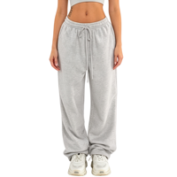 Pantalon de jogging décontracté en toile coupe droite taille mi-haute pour femme, style streetwear tendance, vente en gros