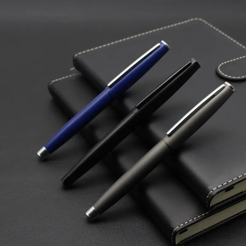Professional Luxury Office Matte Black Blue Business Gift Signature Metal Gel Pen For Promotion Gift