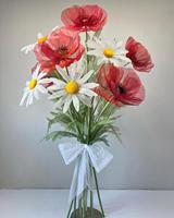 L025 Ensemble de fleurs géantes autoportantes personnalisées en papier organza fait main pour la décoration de mariages, événements à domicile, scènes et festivals