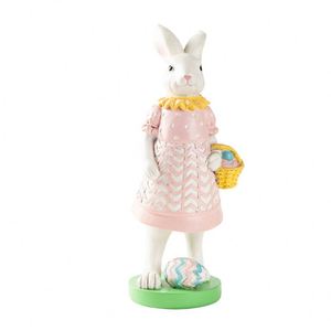 Wholesale Eco-Friendly Animal <b>Easter</b> Bunny Couple Resin Rabbit Statue With <b>Easter</b> Eggs and <b>Basket</b> Spring Garden Outdoor Decor - Product Image 5