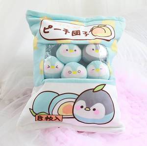 Penguen Kawaii peluş oyuncak bir çanta