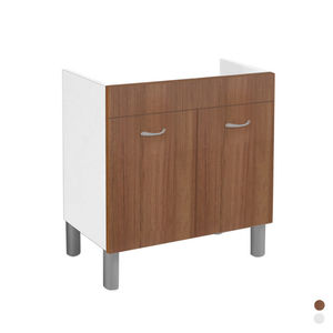 Mueble Bajo Fregadero 80x50 cm con Acabado en Teca y Fregadero de Acero Inoxidable Compatible, Almacenamiento para Cocina - Product Image 1