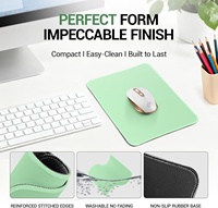 Tapis de souris gaming vert clair, coutures anti-frayage, texture premium, base en caoutchouc antidérapante, carré, lavable