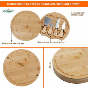 थोक सस्ते पनीर बोर्ड अनुकूलन लोगो विभिन्न आकार आकार बांस charcuterie बोर्डों के साथ चाकू सेट - Product Image 3