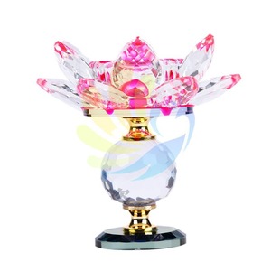 เชิงเทียนคริสตัลรูปดอกบัวหลากสี ทนความร้อน สำหรับบูชาทางศาสนา ตกแต่งวัด - Product Image 5