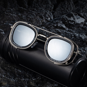 Gafas de Sol Metálicas para Hombre ZS-98319, Ovaladas, Lentes de PC con Protección UV400, Montura Negra, Estilo Conducción, Retro Europeo Americano - Product Image 3