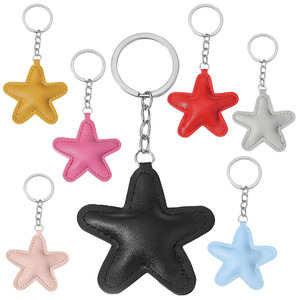 Star Pu Leather Keychain Car Bag Decoration Pendant Accessories Promotional Gift Star Keyring Multicolored Couple's Keychains