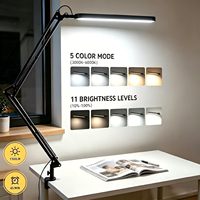 Lampe de bureau pour le bureau à domicile, lampe de bureau LED pour protéger les yeux lors de longues heures de travail, bras articulé réglable avec fonction mémoire, noir