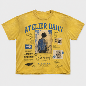 เสื้อยืดกราฟิกผ้าฝ้าย 100% หนัก 300 GSM ทรงโอเวอร์ไซส์ สไตล์สตรีทแวร์ ล้างสีแบบซันเฟด ดีไซน์ทำเก่าแบบดิสเทรส ทรงบ็อกซี่ ขายส่ง เสื้อยืดผู้ชาย - Product Image 1