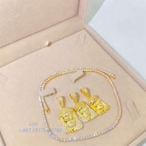 Offre Spéciale de luxe 18 "20" <span class=keywords><strong>22</strong></span> "24" hommes femmes collier en or véritable 10k 3mm Moissanite chaîne de Tennis - Product Image 4